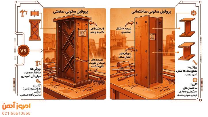 بررسی تفاوت پروفیل ستونی ساختمانی و پروفیل ستونی صنعتی و کاربردهای متفاوت آن