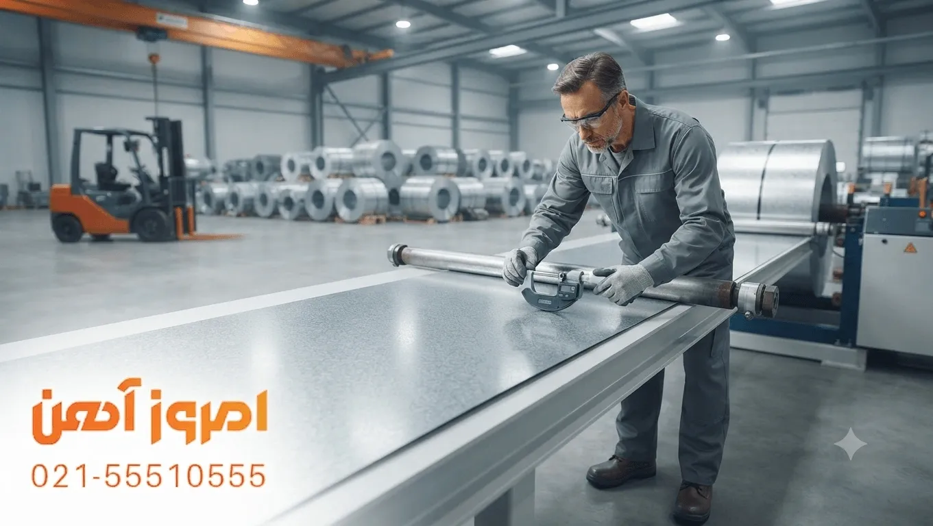 اولین مرحله پیش از مراحل تولید رابیتس عکس مربوط به بازکردن رول ورق ها و برش ورق های گالوانیزه